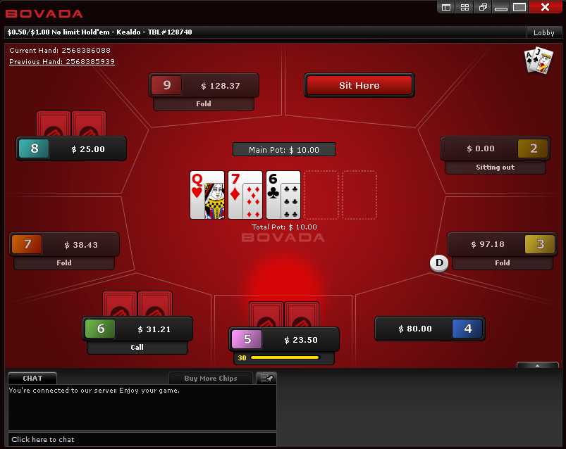 bovada poker table