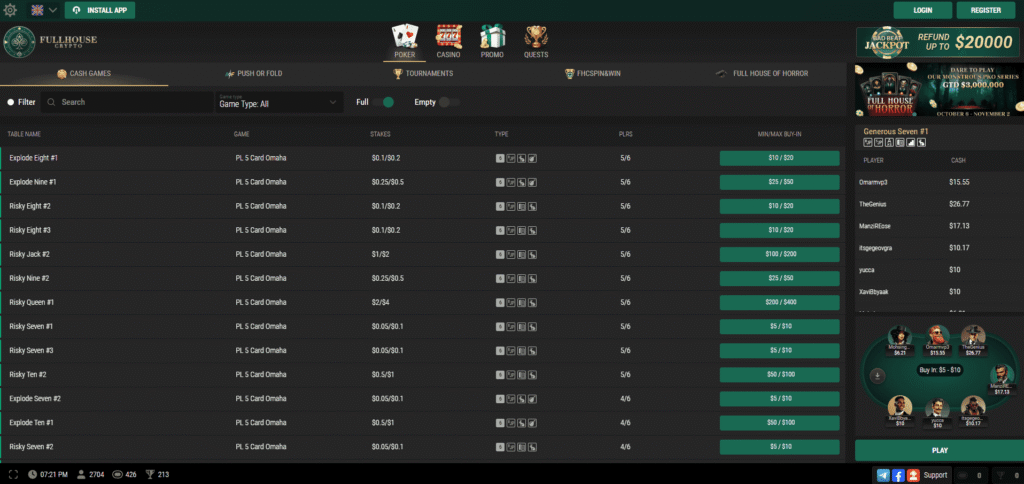 Fullhouse crypto lobby