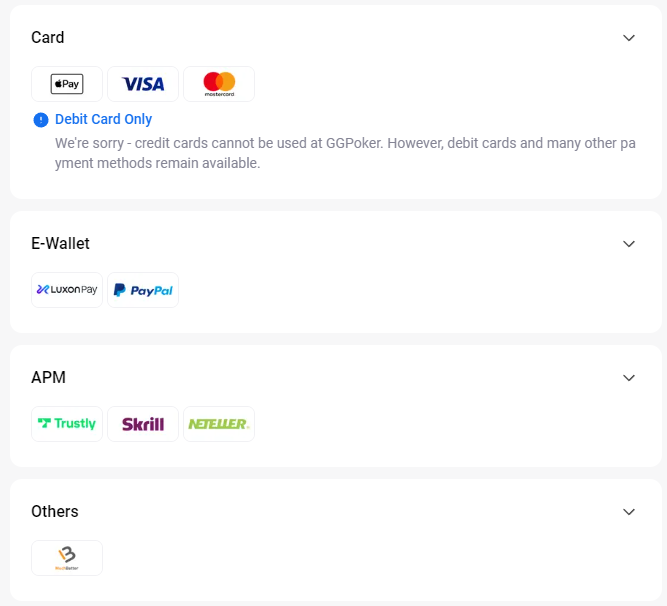 GG Poker deposit methods